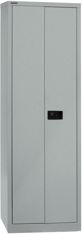 Bisley Flügeltürenschrank Stahl 4 Fachböden abschließbar 600 x 400 x 1.950 mm Silber