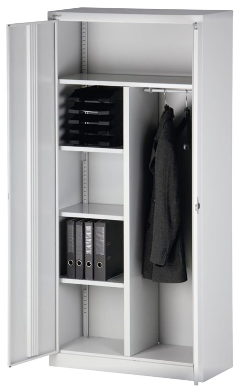 Bisley Flügeltürenschrank Universal mit Garderobeneinsatz Lichtgrau 914 x 400 x 1.950 mm