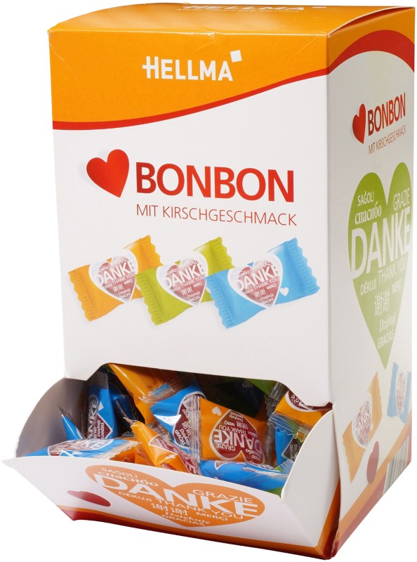 Hellma Herz-Bonbons /70000149, Kirschgeschmack,DANKE Aufdruck, Inh. 200 Stück