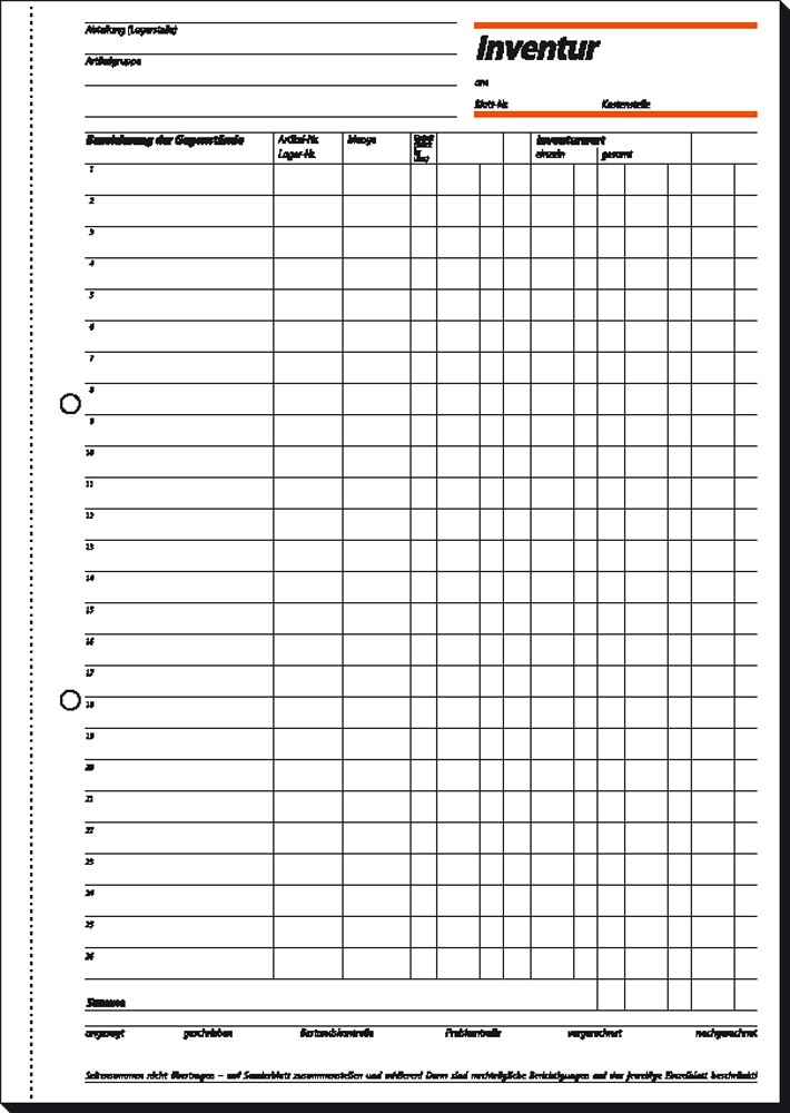 Sigel Inventurbuch/IN415, weiß, A4 hoch, Inh. 50 Blatt