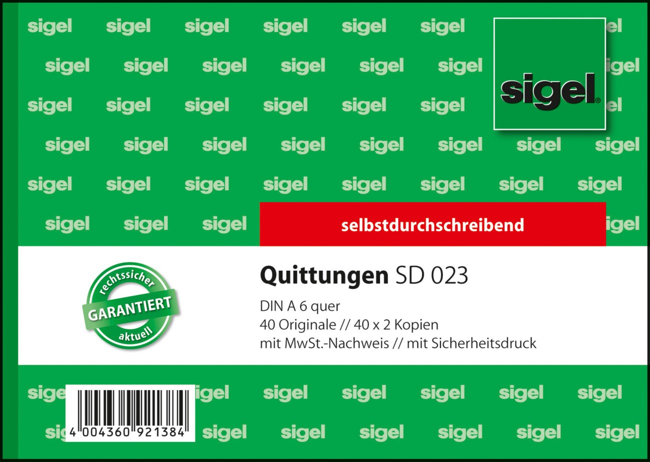 Sigel Quittungsformulare SD023 DIN A6 quer Perforiert 120 Blatt 6649191