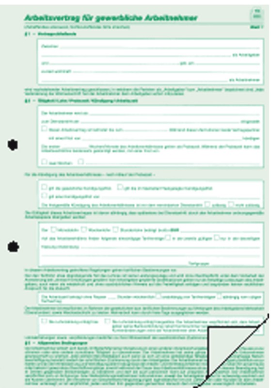 Rnk Arbeitsvertrag gewerbl./542/10, Arbeitsvertrag gewerblich, DIN A4, Inh. 10 Stück