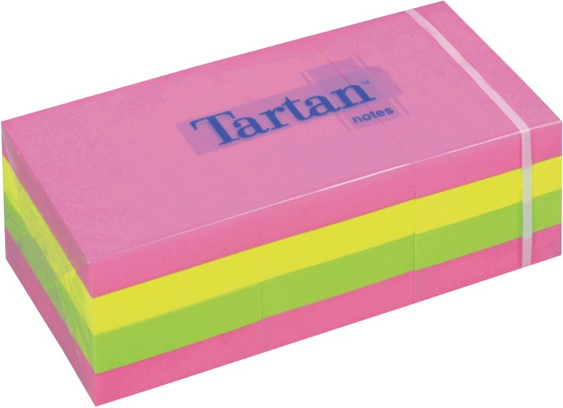 Tartan Haftnotizen 51 x 38 mm Neon Farbig sortiert 12 Blöcke à 100 Blatt