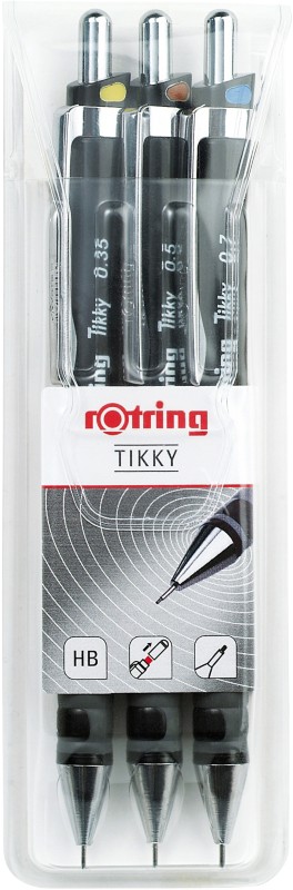 Rotring Tikky Feinminenstift 3er Set schwarz, S0801310, Minenstärke 0,35 + 0,5 + 0,7 mm