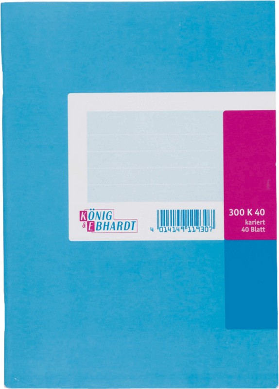 K+E Geschäftsbuch DINA5 / 8615211-300K40, hellblau, kariert Inh. 40 Blatt