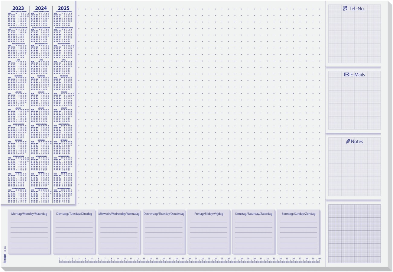 Sigel Schreibunterlage/HO355,Lilac, 595x410 mm, 3-Jahres-Kalendarium, 80g/m², Inh. 30 Blatt