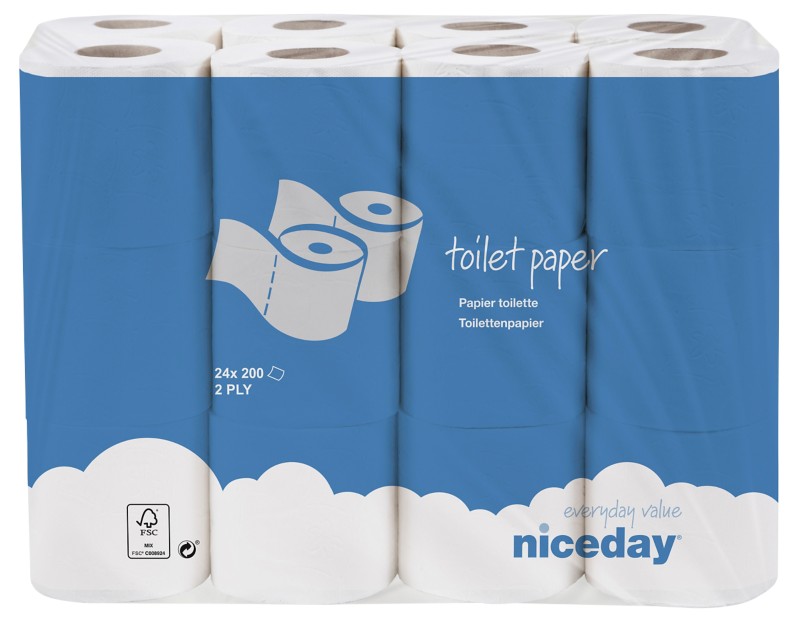 Niceday Toiletpapier Standard 2-laags 24 Stuks à 200 Vellen