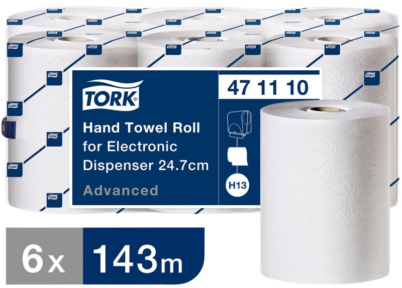 Thumbnail - Tork Advanced Falthandtücher H13 Gerollt Weiß 2-lagig K90225 6 Rollen à 100 Blatt