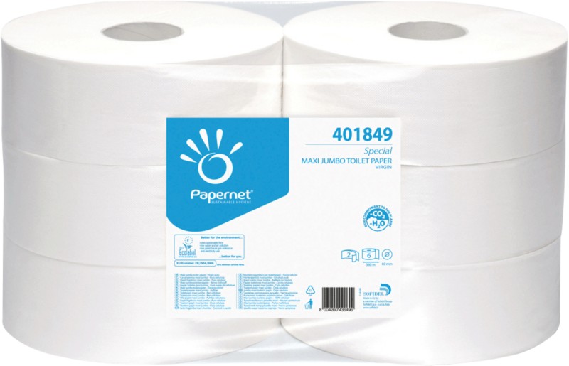 Papernet Jumbo Toilettenpapier 2-lagig 401849 6 Rollen à 1180 Blatt