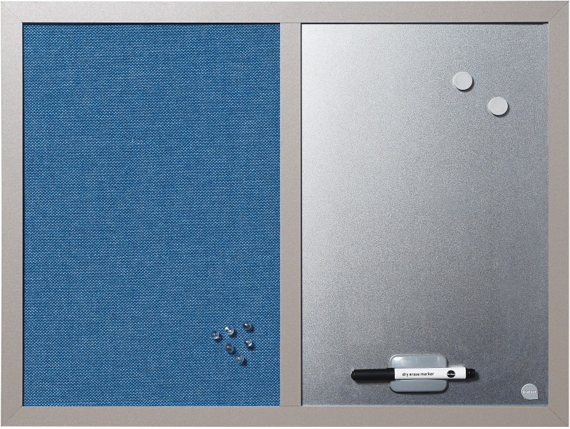 Bi-Office Essentials Kombi-Tafel Nicht magnetisch Wandmontage 60 (B)x45 (H) cm Blau, Silber