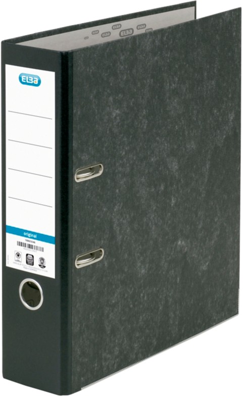 ELBA Smart Original Breit Ordner DIN A4 80 mm Schwarz 2 Ringe Pappkarton Wolkenmarmor Recycled