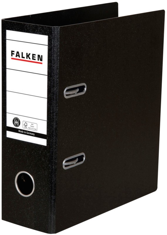 Falken Ordner DIN A5 80 mm Schwarz 2 Ringe Pappkarton, PP (Polypropylen) Hochformat