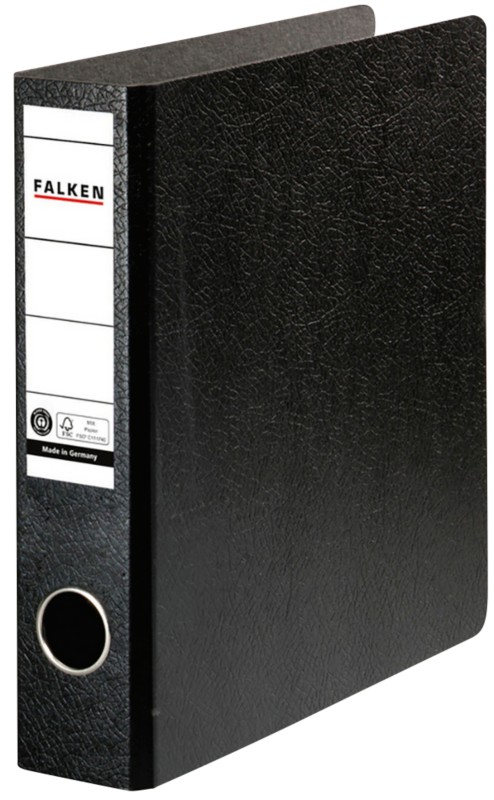 Falken Ordner DIN A5 50 mm Schwarz 2 Ringe N50 Pappkarton, PP (Polypropylen) Hochformat