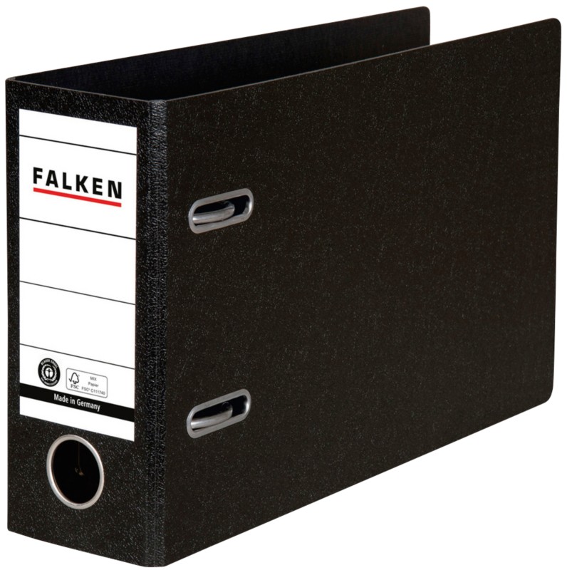 Falken Ordner DIN A5 80 mm Schwarz 2 Ringe Pappkarton, PP (Polypropylen) Querformat Recycled