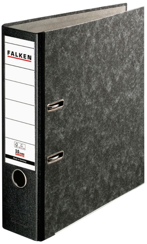 Falken Ordner DIN A4 80 mm Schwarz 2 Ringe 11286523 Pappkarton Wolkenmarmor