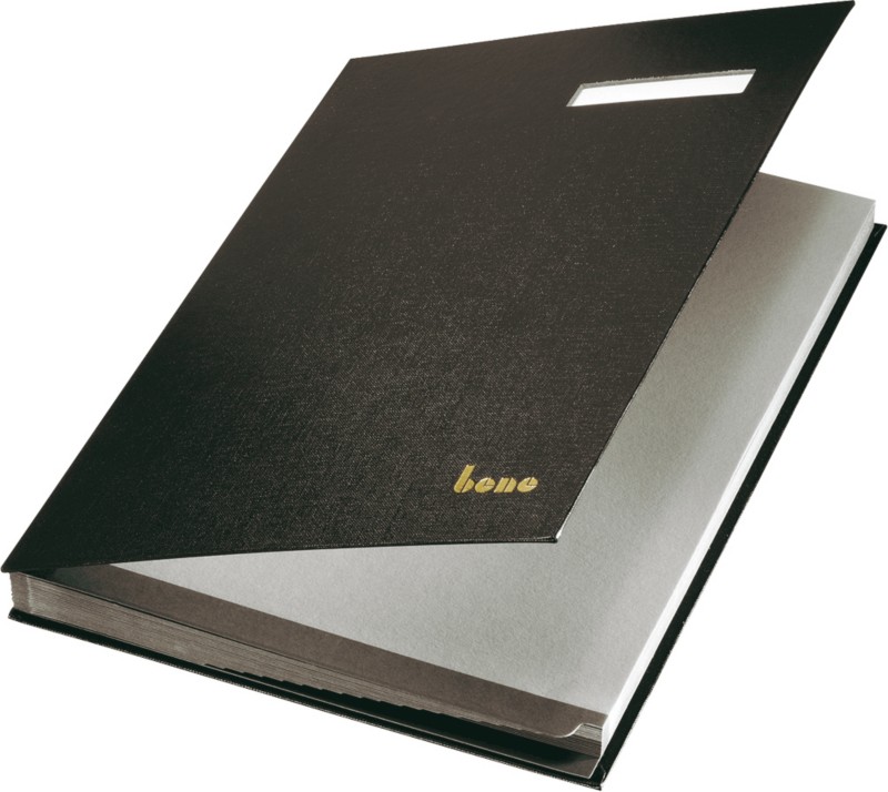Thumbnail - Bene Unterschriftsmappe 76400 Schwarz Blanko Perforiert DIN A4 24 x 2,6 x 35 cm