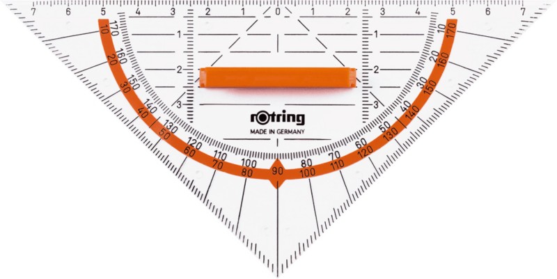 Rotring Geo-Dreieck 16cm transparent, S0903940, mit abnehmbaren Griff