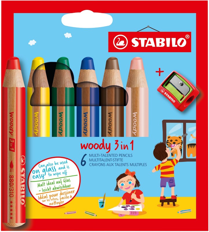 STABILO Buntstifte woody 3 in 1 Farbig sortiert 6 Stück