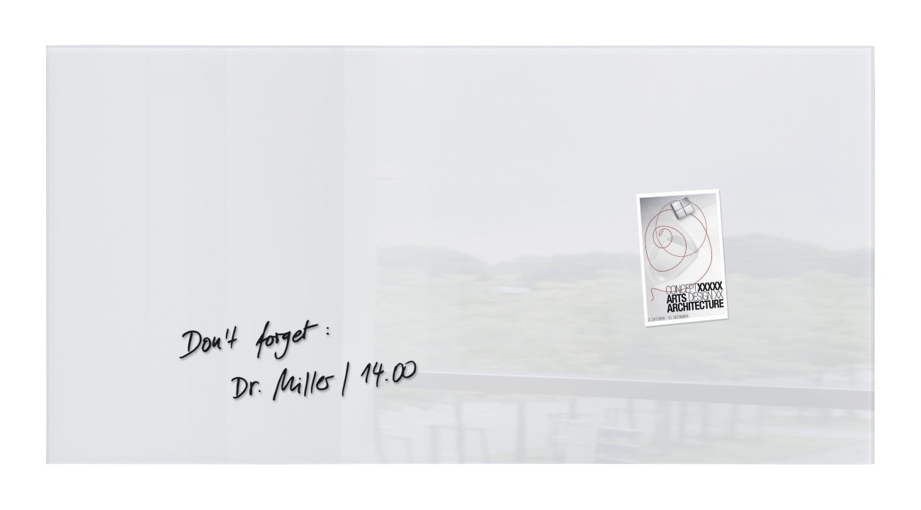 Sigel Artverum Glastafel Magnetisch Einseitig 91 (B) x 46 (H) cm Weiß