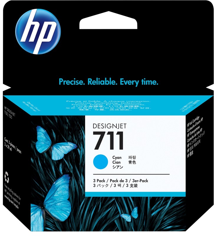 HP 711 Original Tintenpatrone CZ134A Cyan Multipack 3 Stück