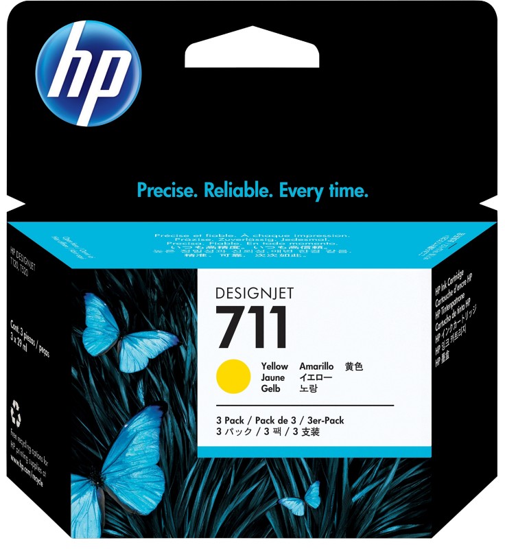 HP 711 Original Tintenpatrone CZ136A Gelb Multipack 3 Stück