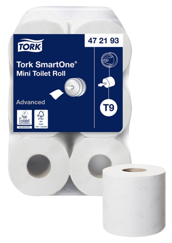 Tork Advanced Mini Smartone Toilettenpapier T9 2-lagig 472193 12 Rollen à 620 Blatt