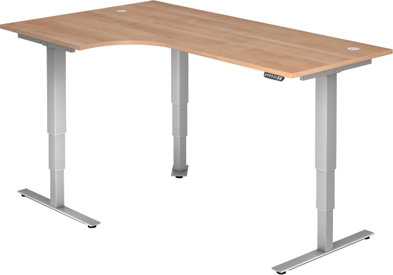 Hammerbacher Sitz-Stehschreibtisch XDSM Nussbaum 2.000 x 1.200 x 635 mm