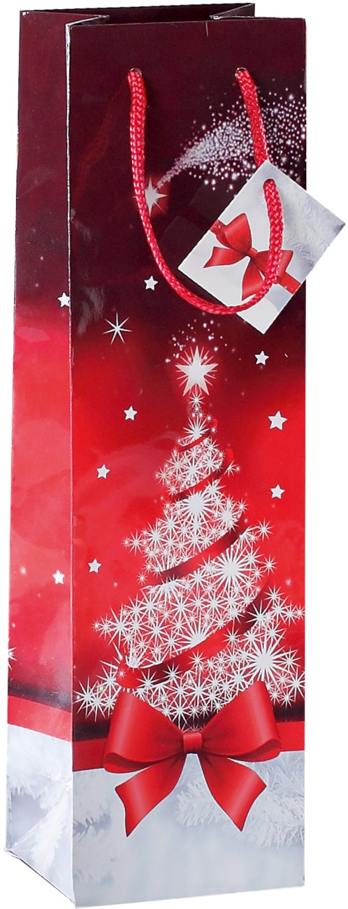 Sigel Flaschentragebeutel Sparkling Tree Rot 10 x 35 x 8 cm 5 Stück