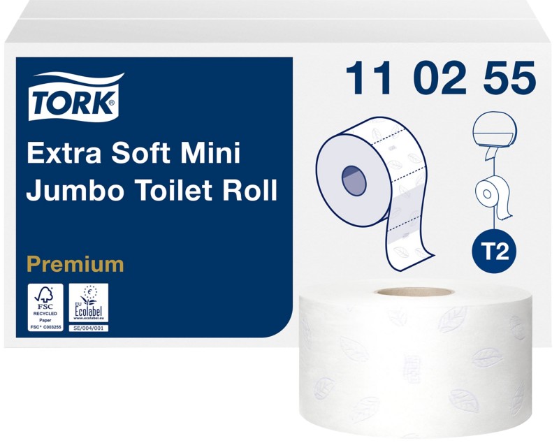 Tork Premium Mini Jumbo Toilettenpapier T2 3-lagig 110255 12 Rollen à 600 Blatt