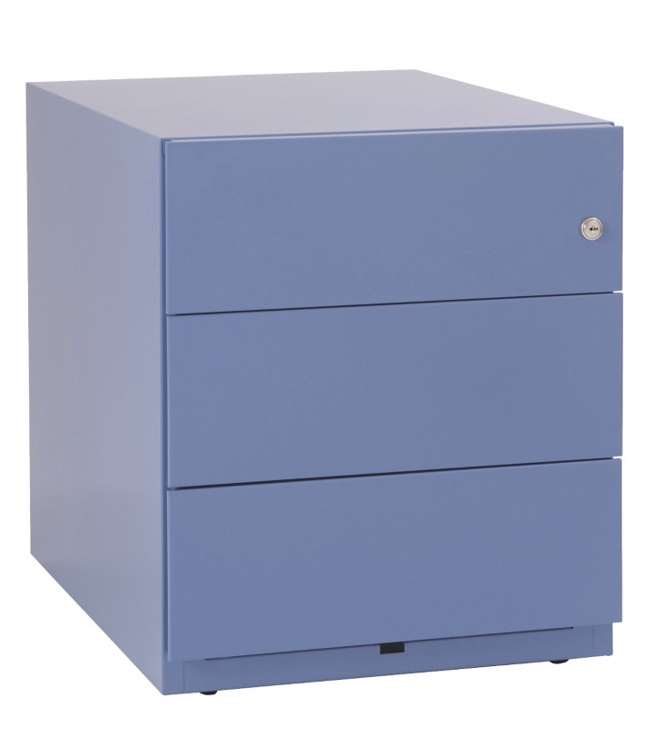 Bisley Rollcontainer Note 3 Schubladen Blau 420 x 565 x 495 mm