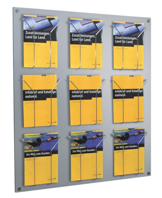 Kerkmann Wandprospekthalter Focus 6204 DIN A4 Silber 750 x 65 x 1.000 mm