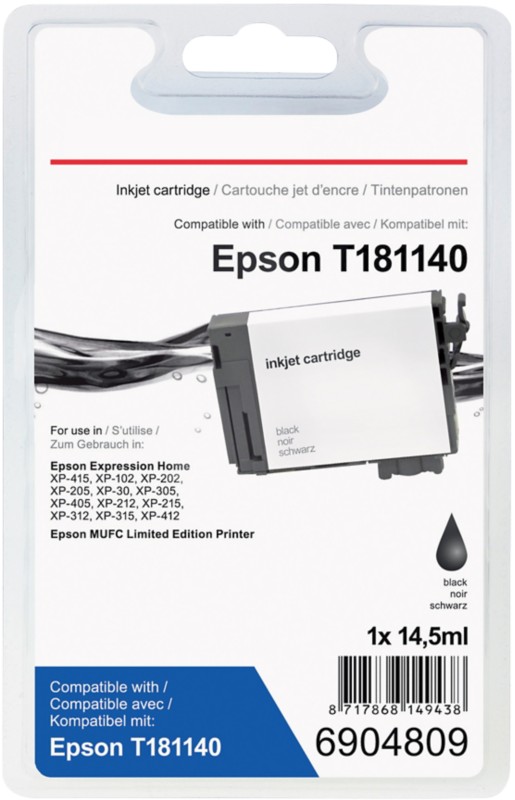 Viking 18XL Kompatibel Epson Tintenpatrone C13T18114012 Schwarz