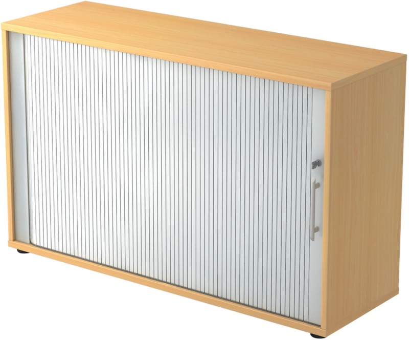 Hammerbacher Rollladenschrank Matrix Buche, Silber 1.200 x 400 x 748 mm