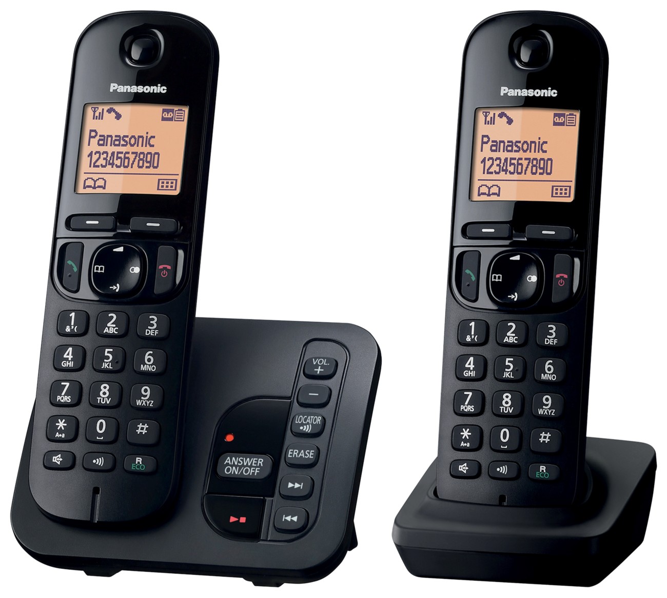 Panasonic Cordless Telephone With Answering Machine Kx-Tgc222eb Black