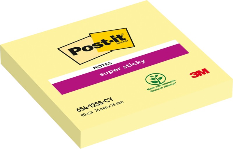 Post-it Super Sticky Haftnotizen 76 x 76 mm Gelb Quadratisch 90 Blatt