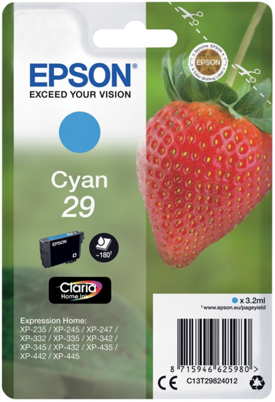 Thumbnail - Epson 29 Original Tintenpatrone C13T29824012 Cyan