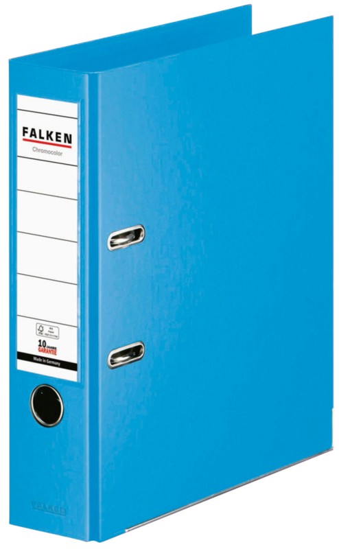 Falken Chromocolor Ordner DIN A4 80 mm Hellblau 2 Ringe S80 Pappkarton, PP (Polypropylen)