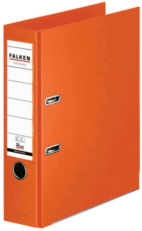 Falken Chromocolor Ordner DIN A4 80 mm Orange 2 Ringe S80 Pappkarton, PP (Polypropylen)