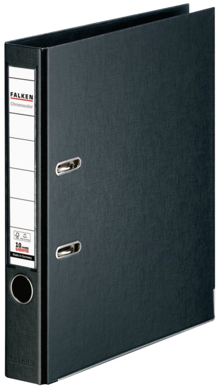 Thumbnail - Falken Chromocolor Ordner DIN A4 50 mm Schwarz 2 Ringe Pappkarton, PP (Polypropylen)