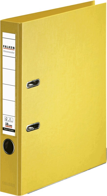 Falken Chromocolor Schmal Ordner DIN A4 50 mm Gelb 2 Ringe Pappkarton, PP (Polypropylen)