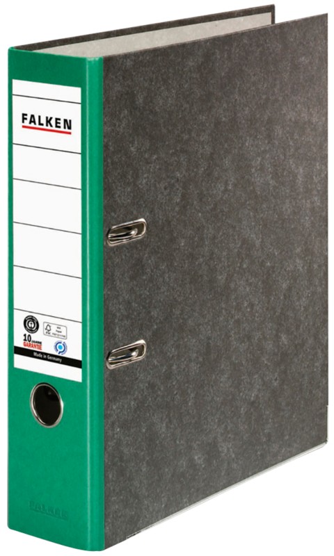 Falken Ordner DIN A4 80 mm Grün 2 Ringe 80024714 Pappkarton Wolkenmarmor