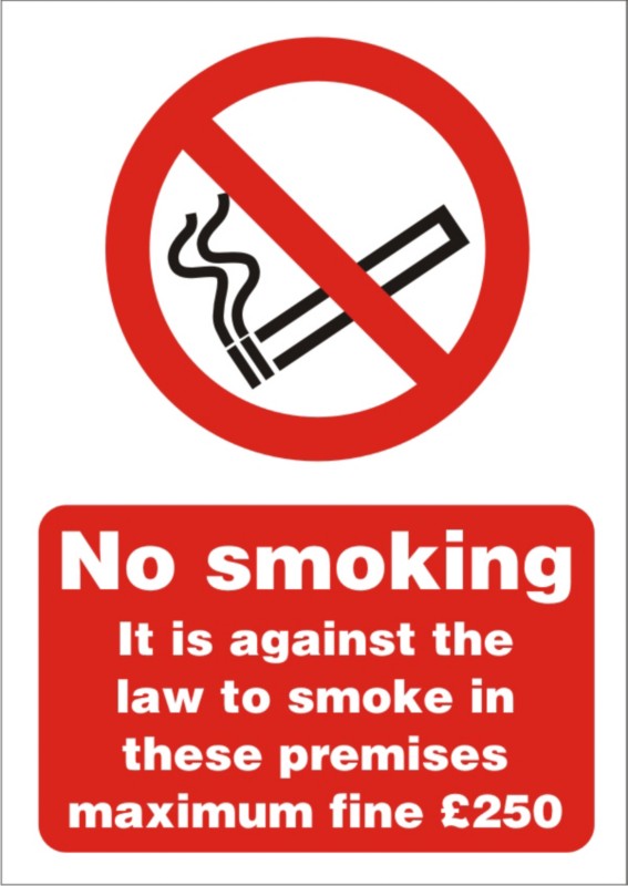 Prohibition Sign Against the Law to Smoke on these Premises A4 Vinyl 21 x 29.7 cm