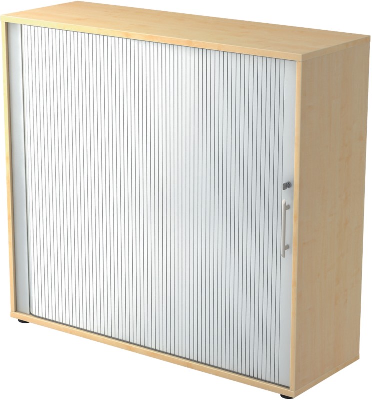 Hammerbacher Rollladenschrank Melaminharzbeschichtete Spanplatte 2 Fachböden abschließbar 1.200 x 400 x 1.100 mm Braun, ...