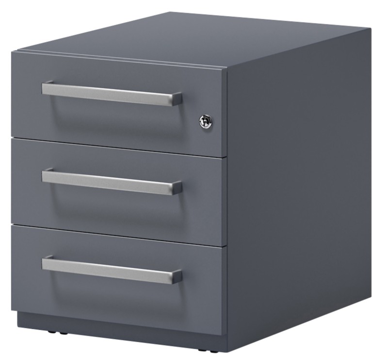 Thumbnail - Bisley Rollcontainer Note 3 Schubladen Anthrazitgrau 420 x 565 x 495 mm