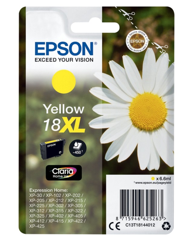 Epson 18XL Original Tintenpatrone C13T18144012 Gelb