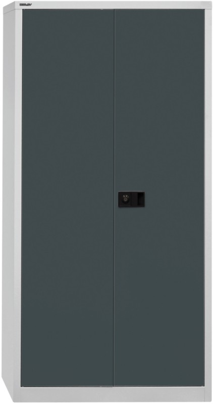 Thumbnail - Bisley Flügeltürenschrank Stahl 3 Fachböden abschließbar 914 x 400 x 1.950 mm Anthrazit, Hellgrau