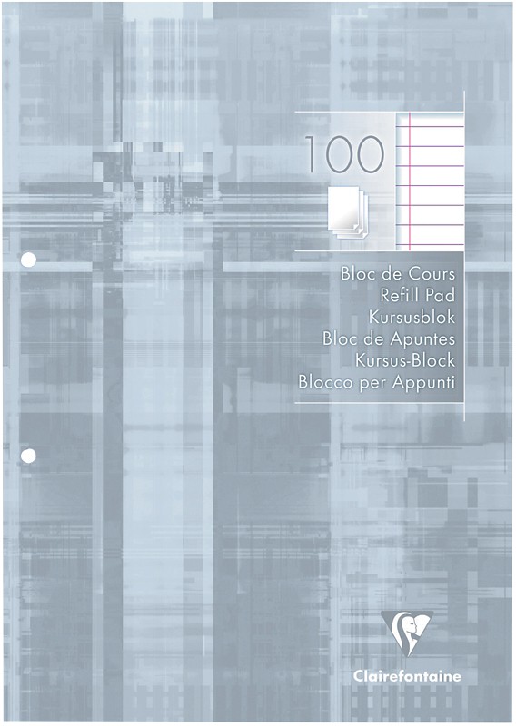 Clairefontaine Notizbuch DIN A4 Liniert Geleimt Hellgrau Perforiert 200 Seiten 100 Blatt