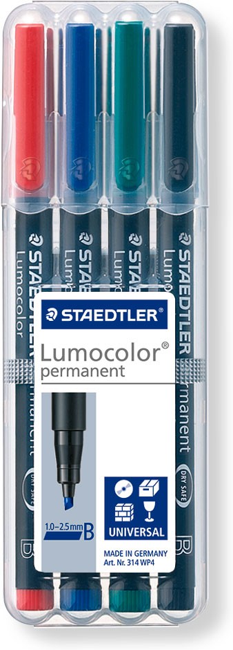 Thumbnail - STAEDTLER 341 Whiteboard-Marker Farbig sortiert Rundspitze 4 Stück