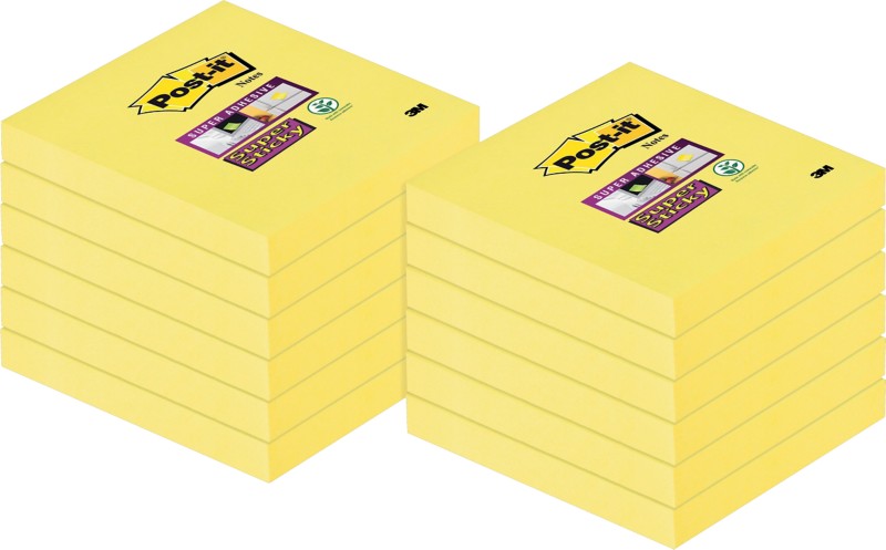 Post-it Super Sticky Notes Haftnotizen 76 x 76 mm gelb 90 Blatt Vorteilspack 12 Blöcke + 12 Blöcke GRATIS