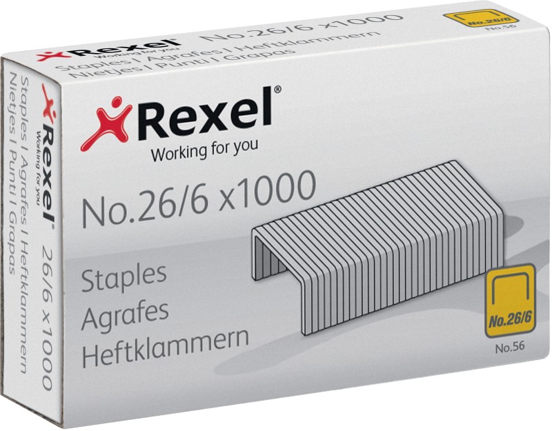 Rexel No.56 Heftklammern 26/6 ACCO6131 Verzinkter Stahl Silber 1000 Heftklammern